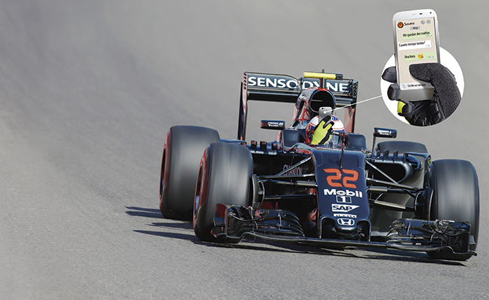 Jenson Button on track.